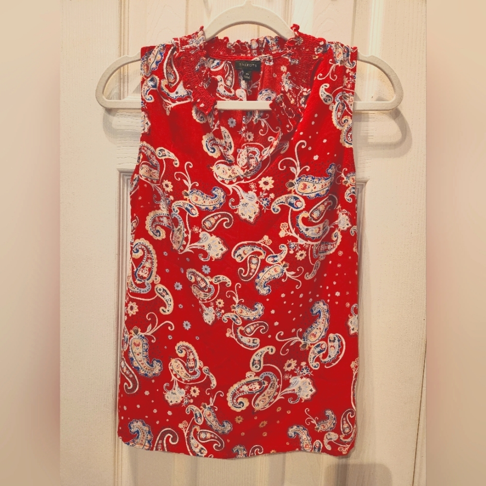 Talbots Split-neck Paisley Sleeveless Top XS
